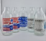 5 Vintage Unison Milk Bottles Macleans Polycell Wonderfuel Gass Advertising Rare