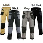 Men's Black Work trouser with knee pad holster pocket  Grey Cargo Pant YKK Zip