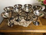 Set Of 8 Vintage Cavalier Silver Plated Champagne Goblets / Coupes. 1960’s