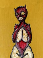 “Crimson Bust” original lowbrow art watercolour, gouache & acrylic paint