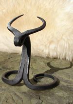 Blacksmith hand forged Viking Drinking horn Iron Steel stand for beer wine pagan