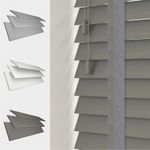 FAUX WOOD 50MM VENETIAN BLINDS SLATS TAPE GREY WHITE