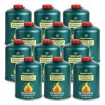 Green Haven C500 Camping Gas Canisters 12 Pack | EN417 Screw-On Gas Cartridges |