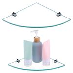 2 Pcs Shower Holder Bathroom Storage Rack Glass Corner Shelves Floating
