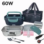 60W Portable Electric Car Heated Lunch Box 7/11pcs Food Warmer With Bag 12V/24V