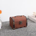 Vintage Treasure Chest Storage Box Pirate Decorative Wooden Piggy Bank Organizer