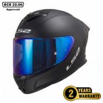 LS2 FF820 RAPID III FULL FACE MOTORCYCLE BIKE CRASH HELMET MATT BLACK BLUE VISOR