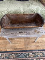 Large Dutch Dough bowl with metal edging along 2 sides.