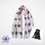 BLACK PUG DOG PRINT LADIES SCARF NEW DESIGN SHAWL LOVELY GIFT PINK