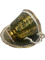 ANTIQUE CUP SAUCER GREEN SCROLL GOLD BUCKINGHAM SCALLOPED ROYAL ALBERT