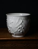Large White Ceramic Plant Pot Embossed Leaves & Berries Planter 20cm
