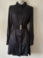 Asos Design Black Shirt Dress  Jaguar Print Mini Size 10
