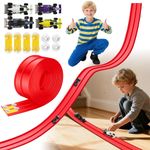 Double-Track Flexible Race Track DIY Racing Car Ramp Portable Roll Up Kid Toy UK