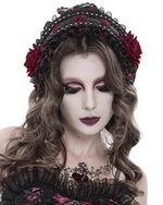 Devil Fashion Womens Gothic Rose Embellished Fascinator Headpiece Black & Red