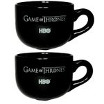 Game of Thrones HBO Black Ceramic Coffee Mug Set of 2 Oversized Soup Cups Merch