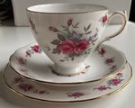 Queen Anne Ridgeway Pink Rose & Forget me nots Tea Cup, Saucer & Side Plate Trio