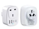 UK TO AUS AUSTRALIA ADAPTER USB C CHARGER CHINA NEW ZEALAND FIJI SAMOA