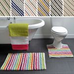 Chunky Bobble Striped Two Piece Bath Mat and Pedestal Toilet Mat Luxury Set