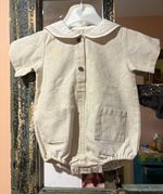 Laura Ashley  Linen Romper 3-6 Months Beige/White Collar romper never worn