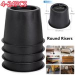 4-24x Heavy Duty Bed Chair Round Risers Feet Leg Lift Furniture Extra Raisers UK