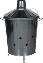 15L, 60L & 90L Heavy Duty Fire Burning Galvanised Metal Bin With Lid & Handles