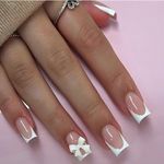 New 24 Pcs x Short Square False Nails French Fake Tips Press On Full Cover Nails