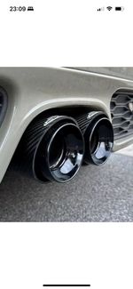 MINI COOPER S JCW CARBON FIBER GLOSS BLACK EXHAUST TIPS PAIR F54 F55 F56 F57