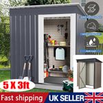 5 x 3ft Garden Shed Galvanised Metal Shed Outdoor Storage Tool Small House Gray