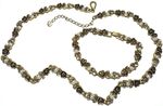 Vintage Jewelry Set Necklace Bracelet Gold Floral Faux Pearl Rose Chain Link 17