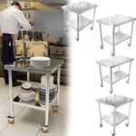 Stainless Steel Table Kitchen Double-layer Work Table with Wheels for Commercial