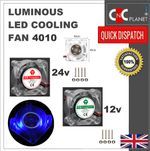 4010 FAN 4cm 40mm X 40mm X 10mm MINI SQUARE LED LIGHT COOLING FAN 12V 24V DC