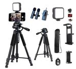 57" Vlogging Kit Wireless Mic, LED Light & Tripod for iPhone Android YouTube UK