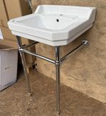 Traditional 560mm Bathroom Basin With Upstand Washstand - Made By Roca