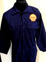 Superb Vintage Classic Shell Badged Zipped Navy Overalls Size L42-45" Chest