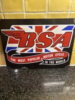 BSA British Motorcycles Enamel Advertising Sign The Most Popular Motorcycle
