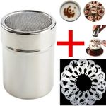 Coffee Cappuccino Chocolate Shaker Cocoa Sprayer Spice Sprayer + 16 Templates