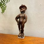Vintage 1930s Wooden Corkscrew Bottle Opener Figurine With Hat Collectable