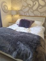 The White Company dark grey faux fur bed sofa throw blanket 140cm X 200cm Vgc