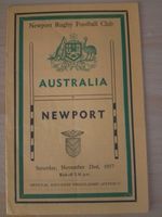 Newport v Australia Wallabies 23 Nov 1957 Rugby Union rare programme