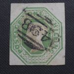 1847 Queen Victoria - QV Embossed 1s SHILLING Stamp - Green