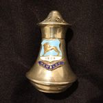 Wembley 1924 Silver Plate Antique Salt & Pepper Shaker with Enamel Badge