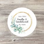 24 x Personalised Wax Melt Labels,  Candle Stickers, Add up to 4 scents, 45mm