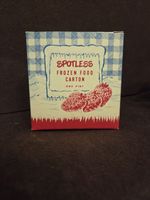 Spotless Frozen Food Carton Red White Blue Gingham strawberry design Farm House