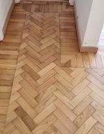 Traditional Reclaimed English Oak Parquet Flooring - Bespoke Bitumen Removed