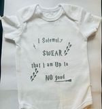 White 3-6m Unisex Colton vest Short Sleeve Snap Harry Potter “I Solemnly Swear"