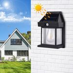 YZYOE Solar Induction Wall lamp Warm Light, Wireless Dusk to Dawn Motion Sensor