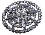 Antique Georgian / Victorian Cut Steel Button 35mm Openwork Floral Star Design