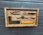 Vintage Mixed Wood Chisels & Screwdrivers/Extractors Shadow Box Display