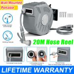 20m Garden Patio Hose Reel 180° Swivel Wall Mounted Retractable Auto Rewind Pipe