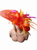 Very Large Orange Hatinator With Yellow And Fuchsia Accents For Ascot Weddings